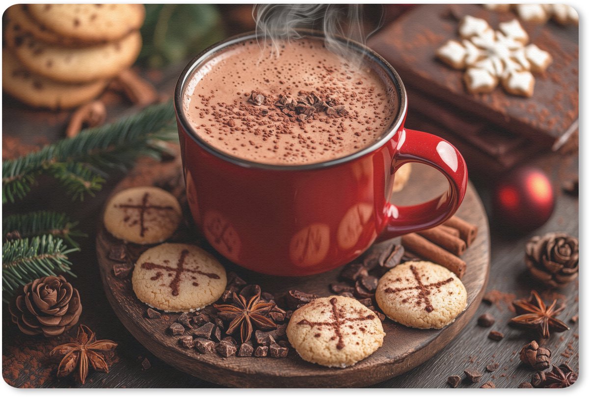 Muismat 27x18 cm - Mousepad Chocolademelk - Mok - Winter - Kerst - Gezelligheid - Muismatten