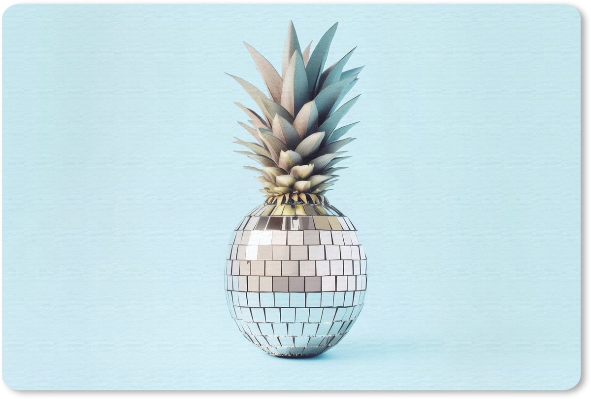 Muismat 27x18 cm - Mousepad Blauw - Ananas - Disco - Discobal - Muismatten