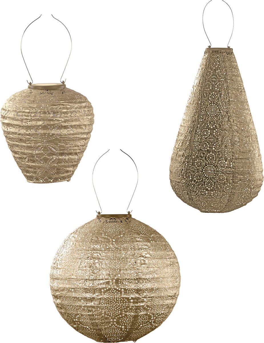 Lumiz Solar Tuinverlichting - Zonne energie - Buitenlampjes - Zonneenergie - Buitenverlichting - Buitenlamp - Decoratie - Golden Set - 3 stuks