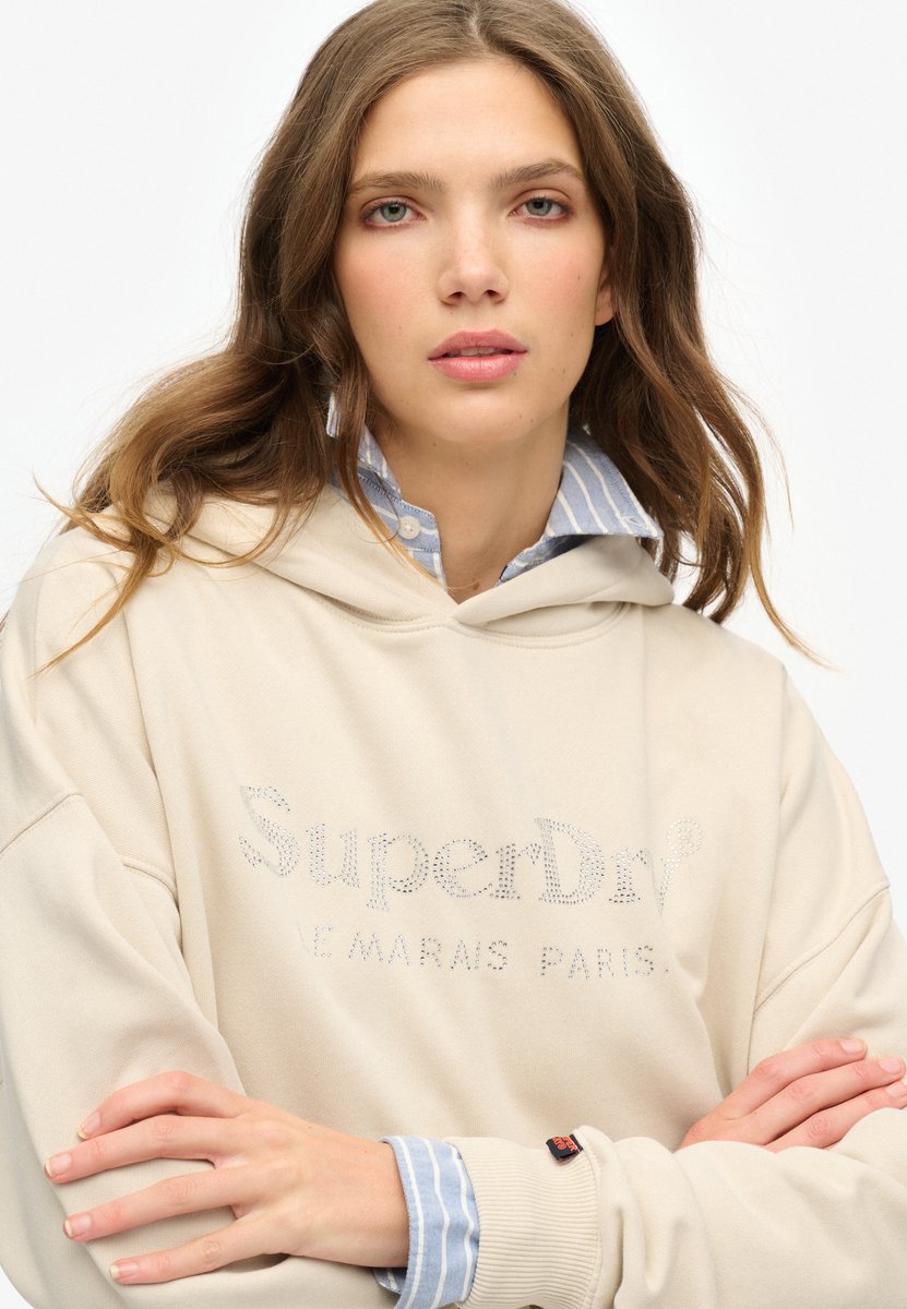 Superdry Venue Metallic hoodie met relaxte pasvorm Dames Hoodies Beige