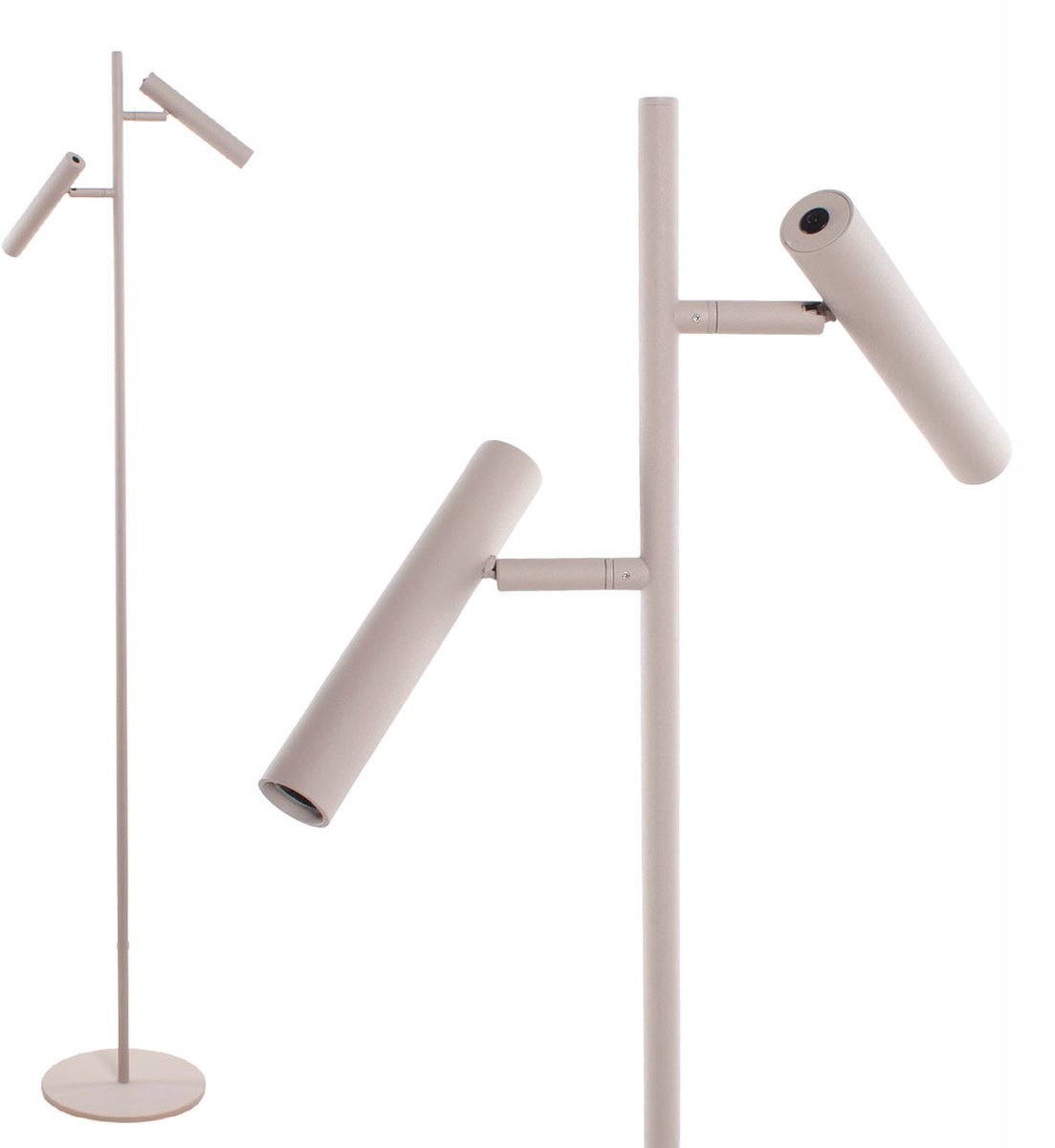 Vloerlamp | 23 cm | Pierro | 2 lichts | LED | beige | metaal | moderne design verlichting