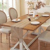 Tafelloper in Boheemse stijl met kwastjes - tafelloper met linnen weving - tafelloper met holle tafelkleed in landelijke stijl - geschikt voor de eettafel in de lente, woondecoratie - 30x200cm