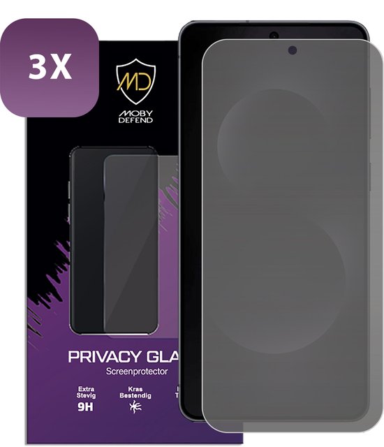 Lot de 3 Protecteurs d'écran MobyDefend Samsung Galaxy S25 Edge - Protection d'écran HD en verre de confidentialité - Compatible avec : Samsung Galaxy S25 Edge