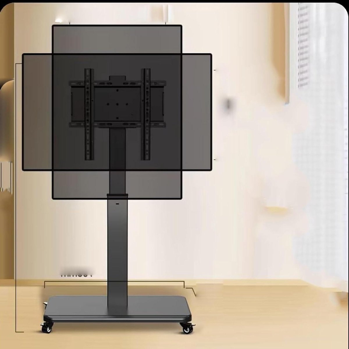 Tv-standaard op wielen for 32-75 inch mobiele tv-kar van landschap naar portret draagvermogen 40 kg TV trolley met wielen(32-55in tv)