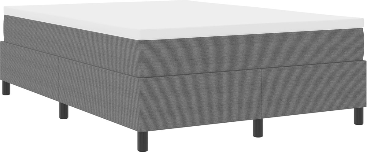 vidaXL Boxspring - bed - Lichtgrijs - en - wit - 140 - x - 200 - cm - Corduroy - stof