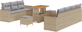 vidaXL - 10-delige - Tuinset - met - Kussens - Beige - Poly - Rattan - Acacia