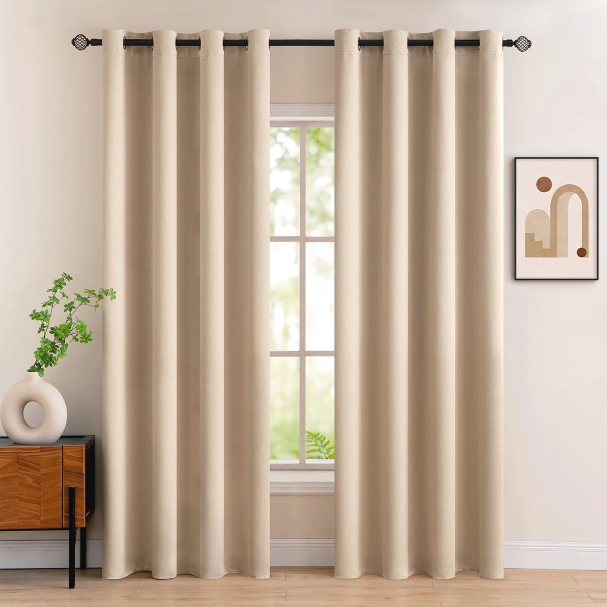 Verduisteringsgordijnen Beige 2 Stuks 140x225 cm - Ondoorzichtig Thermisch Isolerend