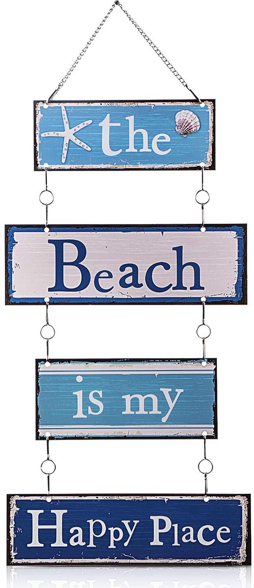 Ibenzoa® Charmant Metalen Vintage Strandbord Met Decoratieve Zeester Voor Muurdecoratie En Zomerse Sfeer