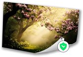 Zonovergoten bos met bloesembomen - Natuur muurdecoratie - Poster bloemen - Impressionisme - Poster woonkamer - Wanddecoratie - poster 100x70 cm