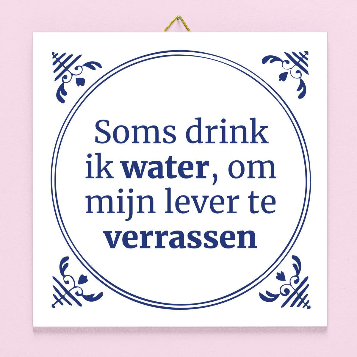 Ditverzinjeniet.nl Tegeltje Soms drink ik water van Ditverzinjeniet Blauw
