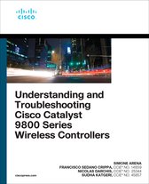 Boekomslag: 'Understanding and Troubleshooting Cisco Catalyst 9800 Series Wireless Controllers' met een stadsgezicht 's nachts op de achtergrond.