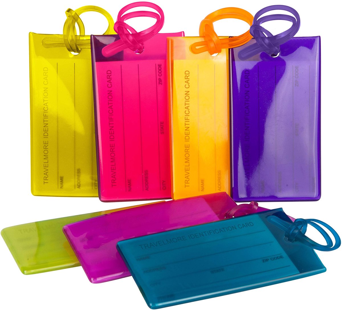 Ibenzoa® 7 Flexibele Bagagelabels, Kleurrijke PVC-Labels voor Koffer, Tassen, Bagage
