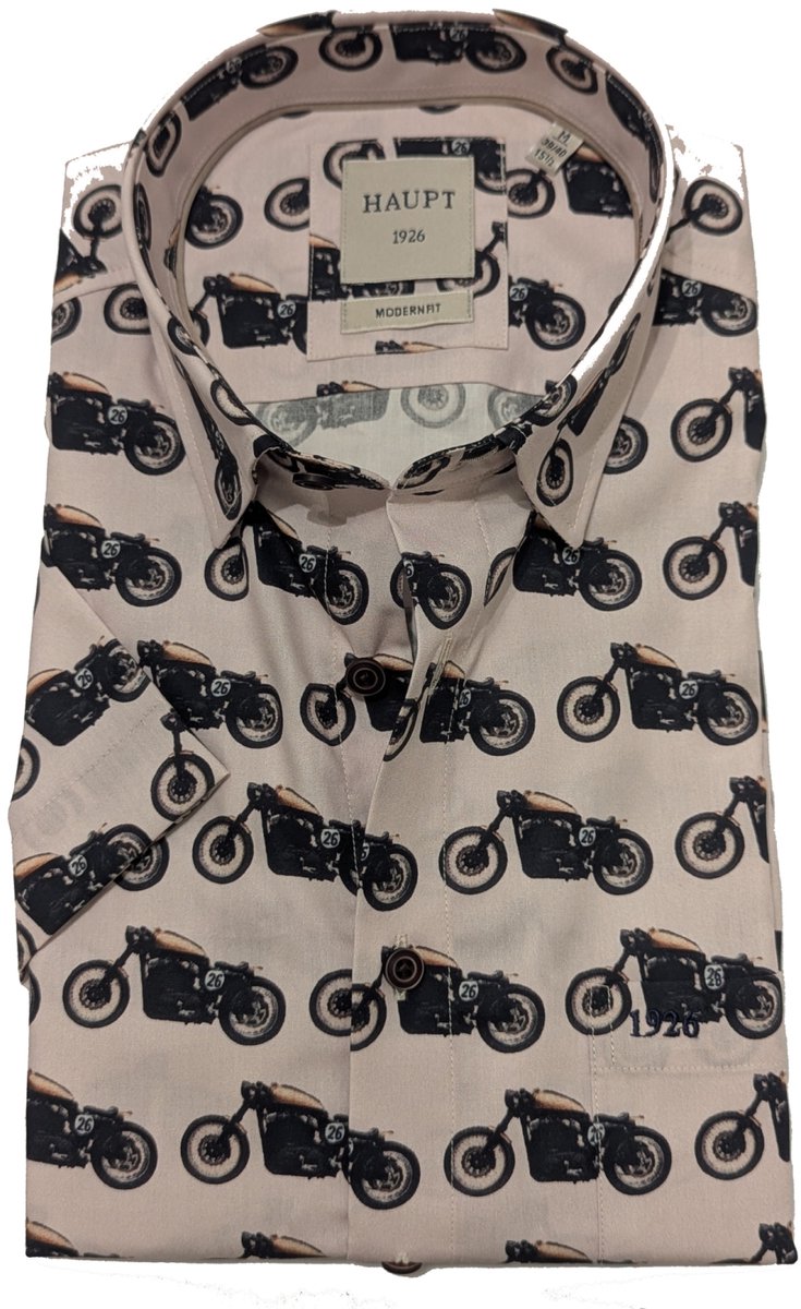 Haupt korte mouw shirt motor print