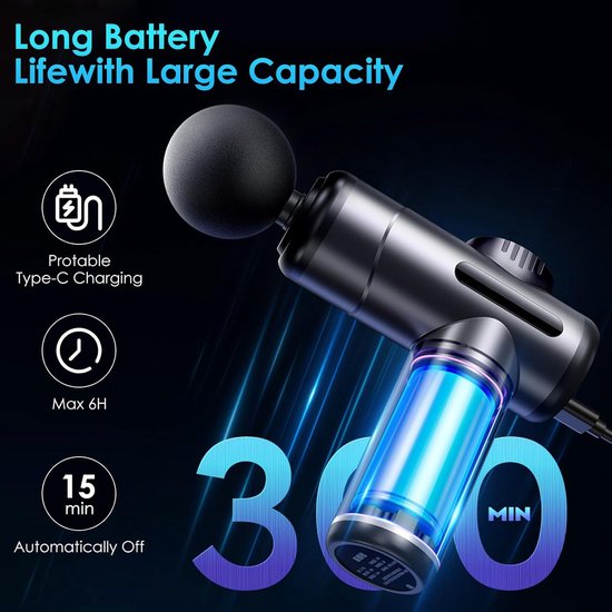 Pistolet de massage musculaire, 99 niveaux réglables et 8 têtes, écran LCD, faible bruit, chargement USB, masseur à percussion pour soulager les douleurs musculaires et le stress
