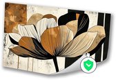 Abstracte bloemen in aardetinten - Bloem wanddecoratie - Poster natuur - Art Deco - Poster retro - Slaapkamer wanddecoratie - poster 150x100 cm