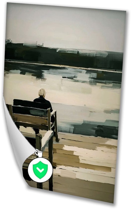 Foto: Contemplatie aan een stille waterkant rust posters poster bank minimalisme poster decoratie kunstwerk poster 100x150 cm