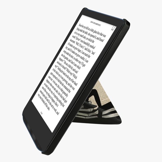kwmobile e-reader hoesje geschikt voor Pocketbook Verse / Verse Lite / Verse Pro / Color / Vivlio Light/Light HD hoes - Ereader flip case met standaard - E reader cover van kunstleer - In zwart / beige van Merkloos — afbeelding 2