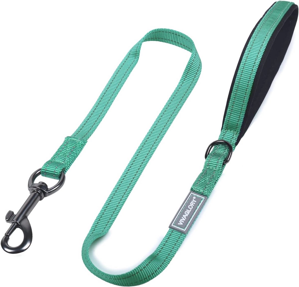 Reflecterende Nylon Hondenriem met Gevoerde Handgreep - 3ft Lange Trainingsriem voor Kleine en Middelgrote Honden - Groen