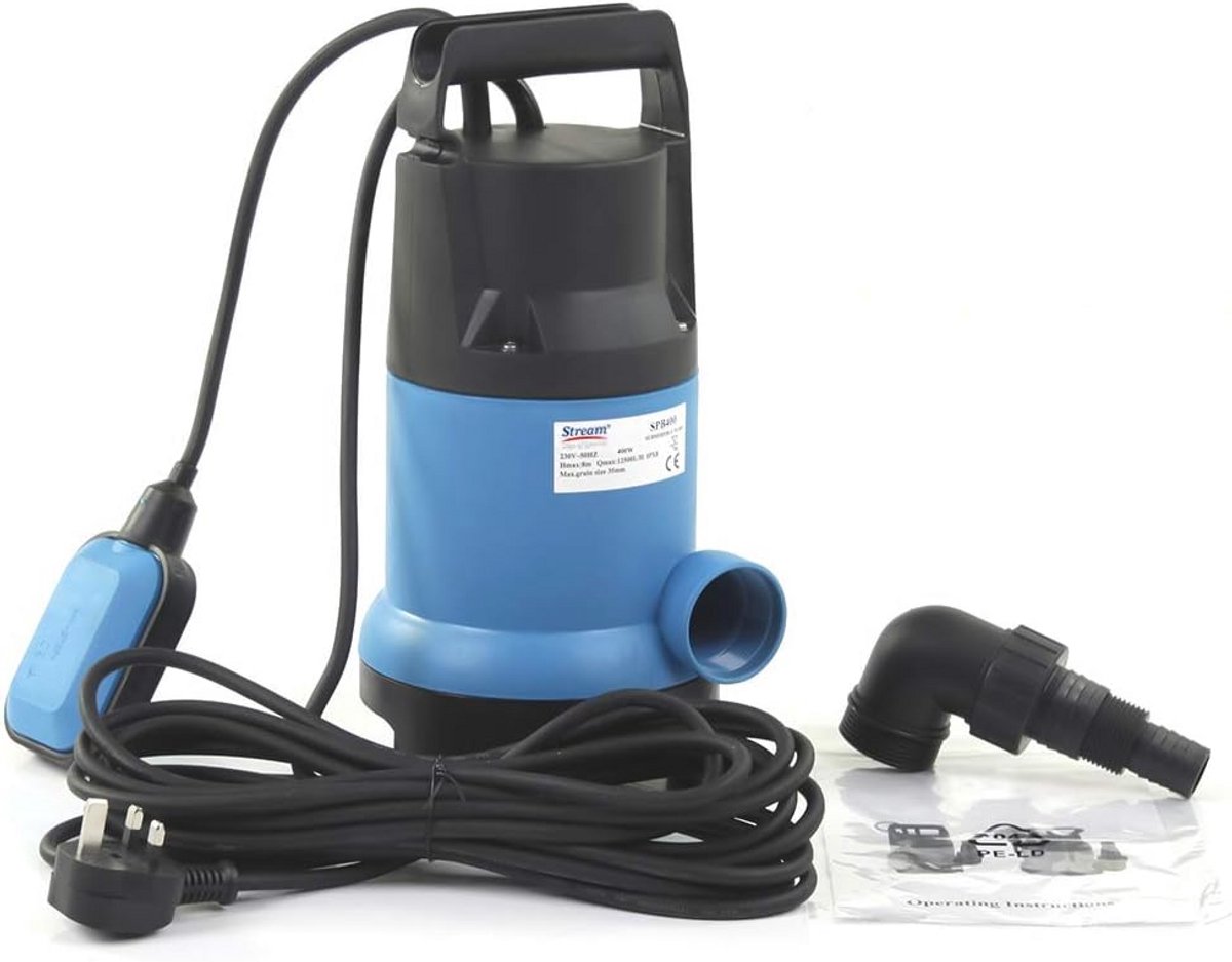 400 W elektrische dompelpomp voor schone en vuile wateren - ideaal voor tuinvijvers, zwembaden en sloten