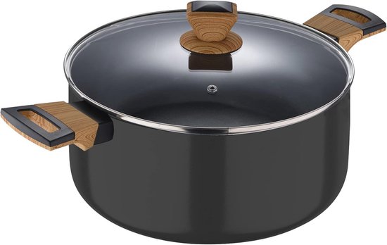 Sitram 712769 steelpan van geperst aluminium, flexibel, 18 cm, hoogte 8,5 cm, anti-aanbaklaag, zonder PFOA, kleur: zwart, voor alle warmtebronnen, inclusief inductie