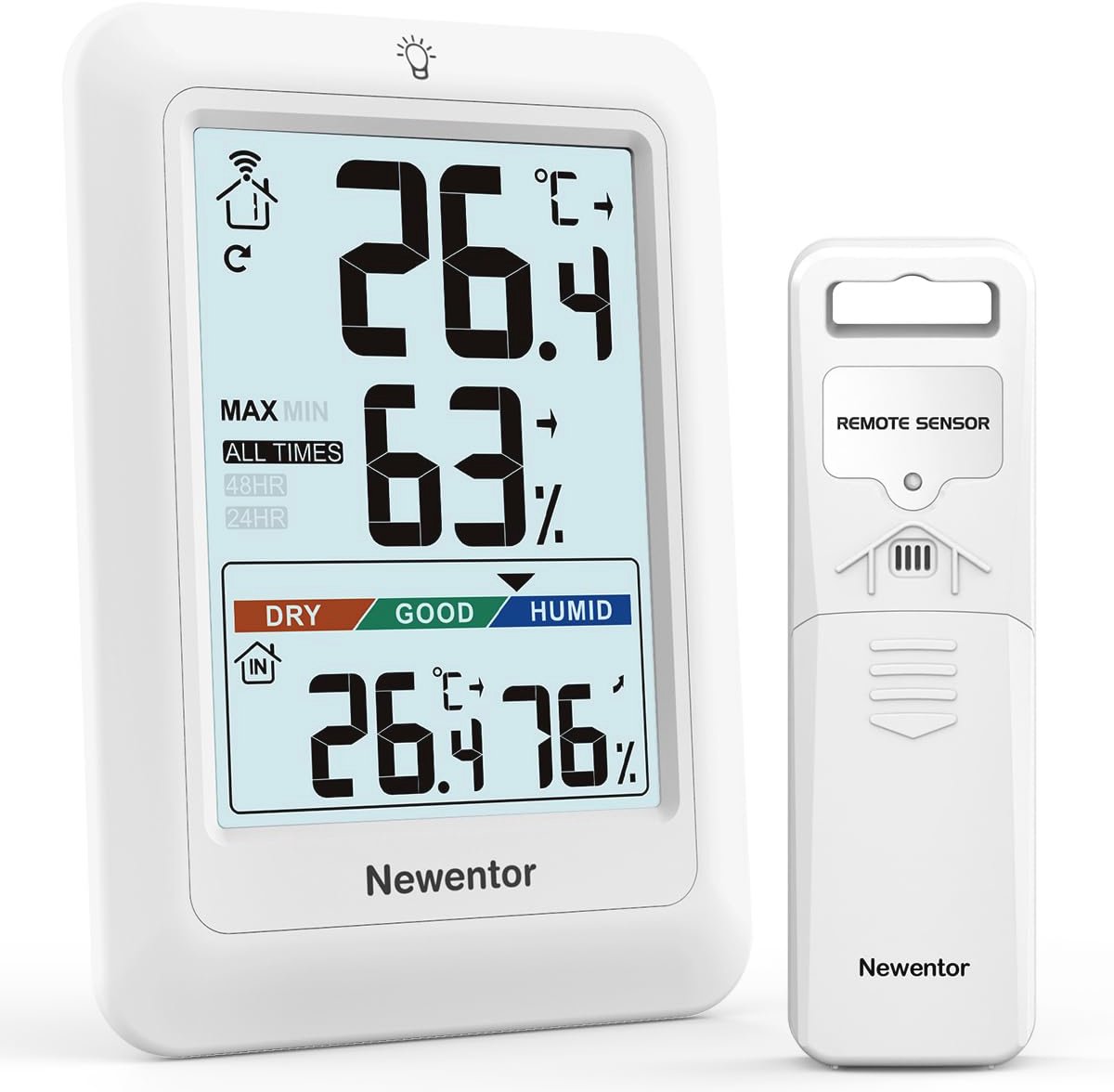 Draadloos Weerstation met Buitensensor en Hygrometer - Binnen en Buiten Temperatuur- en Luchtvochtigheidsmeter
