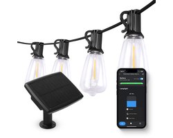 FlinQ Lichtsnoer Solar - LED Lichtslinger voor Buiten - Tuinverlichting 15 meter Lang Snoer - Slinger met Lampjes - Partyverlichting