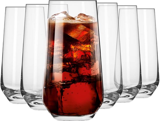 Verres à jus à haute Water | Lot de 6 | Collection Splendeur | verre de Crystal | Perfect pour la maison, les restaurants et les fêtes | Lave-vaisselle