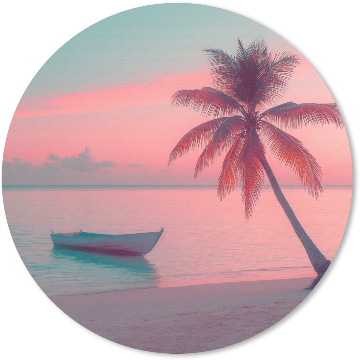 Muismat rond 20x20 cm - Mousepad Zee - Boot - Zonsondergang - Ronde muismatten