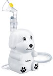 Witte hond inhalator met zuignapjes.