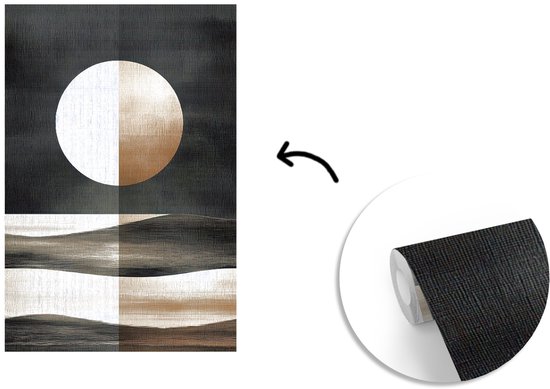 Behang - Fotobehang Maan - Cirkel - Goud - Breedte 160 cm x hoogte 240 cm
