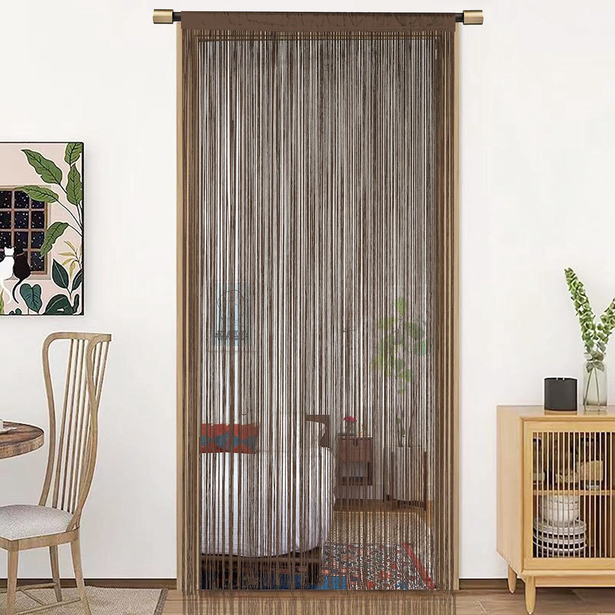Unyqoos ® Charmante Siergordijn voor Raamdecoratie en Ruimteverdeling in Diverse Kleuren, 90x200cm Bruin
