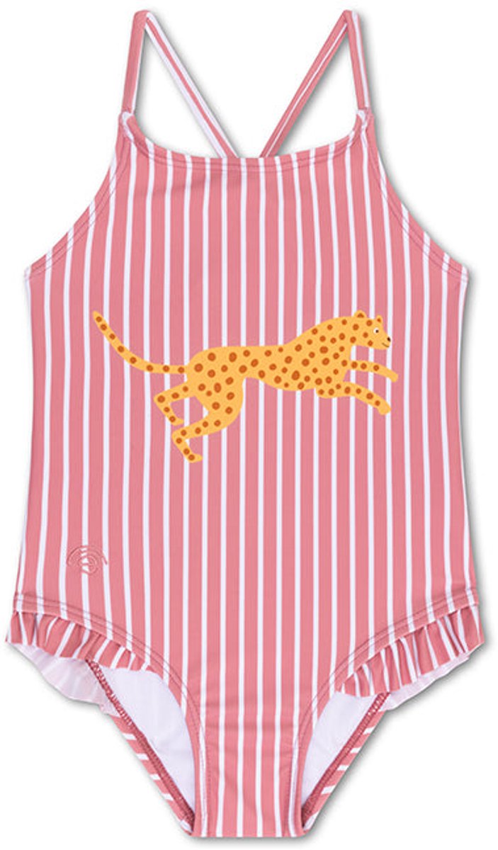 Swim Essentials | Rood/Wit Gestreept gestreept Meisjes UV Badpak - Maat 146/152