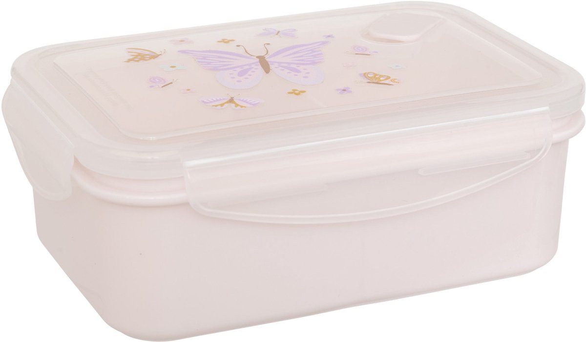Atmosphera for Kids Vlinders Bentobox/Lunchbox/Brooddoos - 830ml - 19x13x7cm - Roze