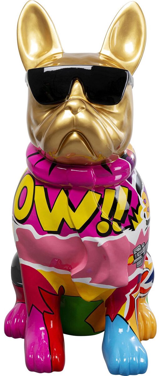 Woonaccessoires goud bulldog graffiti zonnebril 20cm Kare Design