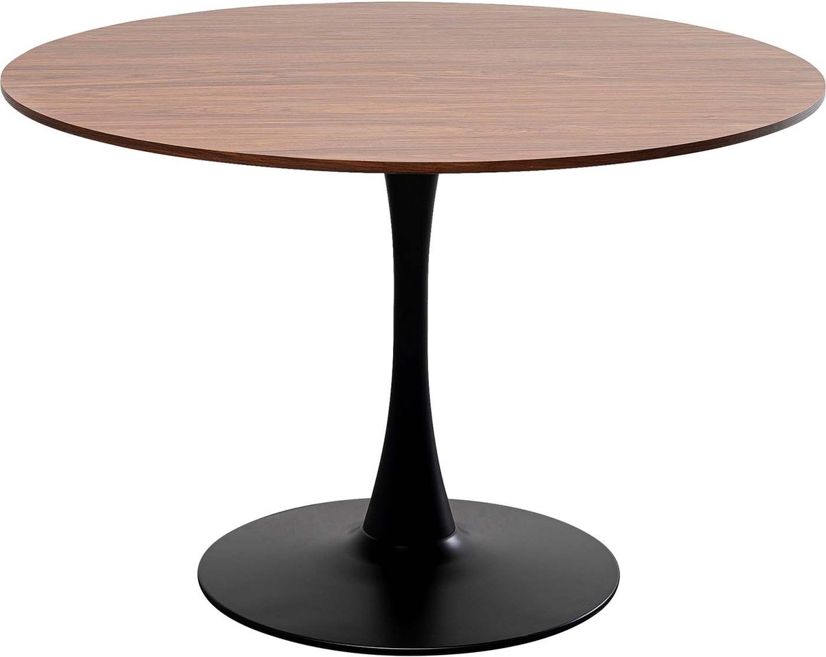 Kare Design Schickeria Ronde Eettafel - 110 X 74 Cm - Walnoot/Zwart Hout