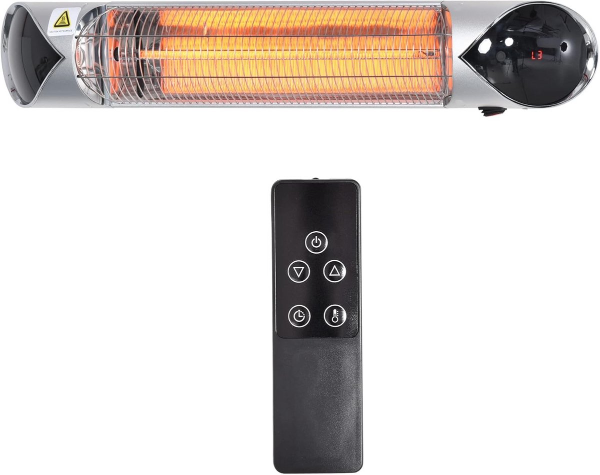 Verwarming met 4 verwarmingsniveaus - Elektrische straalkachel voor binnen en buiten - Waterdichte en stofbestendige terrasverwarmer met afstandsbediening - 800/1200/1600/2000W