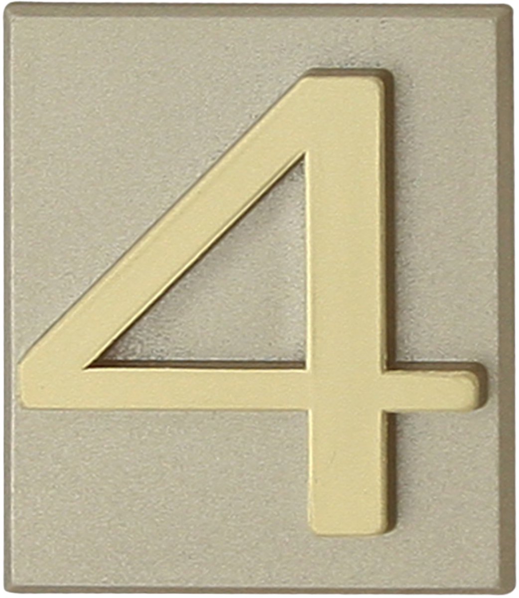 Domino® Deurnummer Zelfklevend INV - "4" - Olijfgroen - Woonhuisnummer Hotelkamernummer 40x47mm - Huisnummer Brievenbus Adresnummer Stickers - Huisnummerplaatje - Deur en Kamernummer - Lockernummer