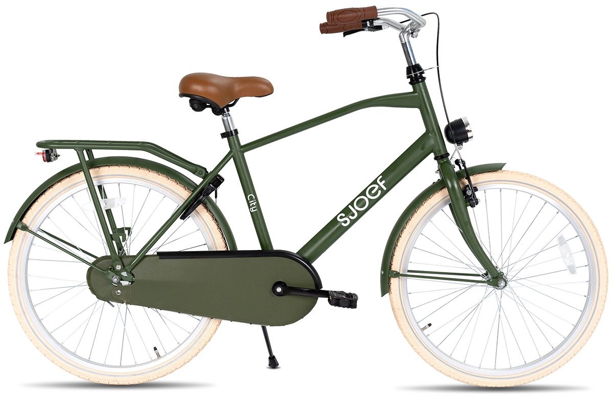 SJOEF City Jongensfiets 24 inch - Kinderfiets voor jongens van 8 tot 12 jaar - Army Green