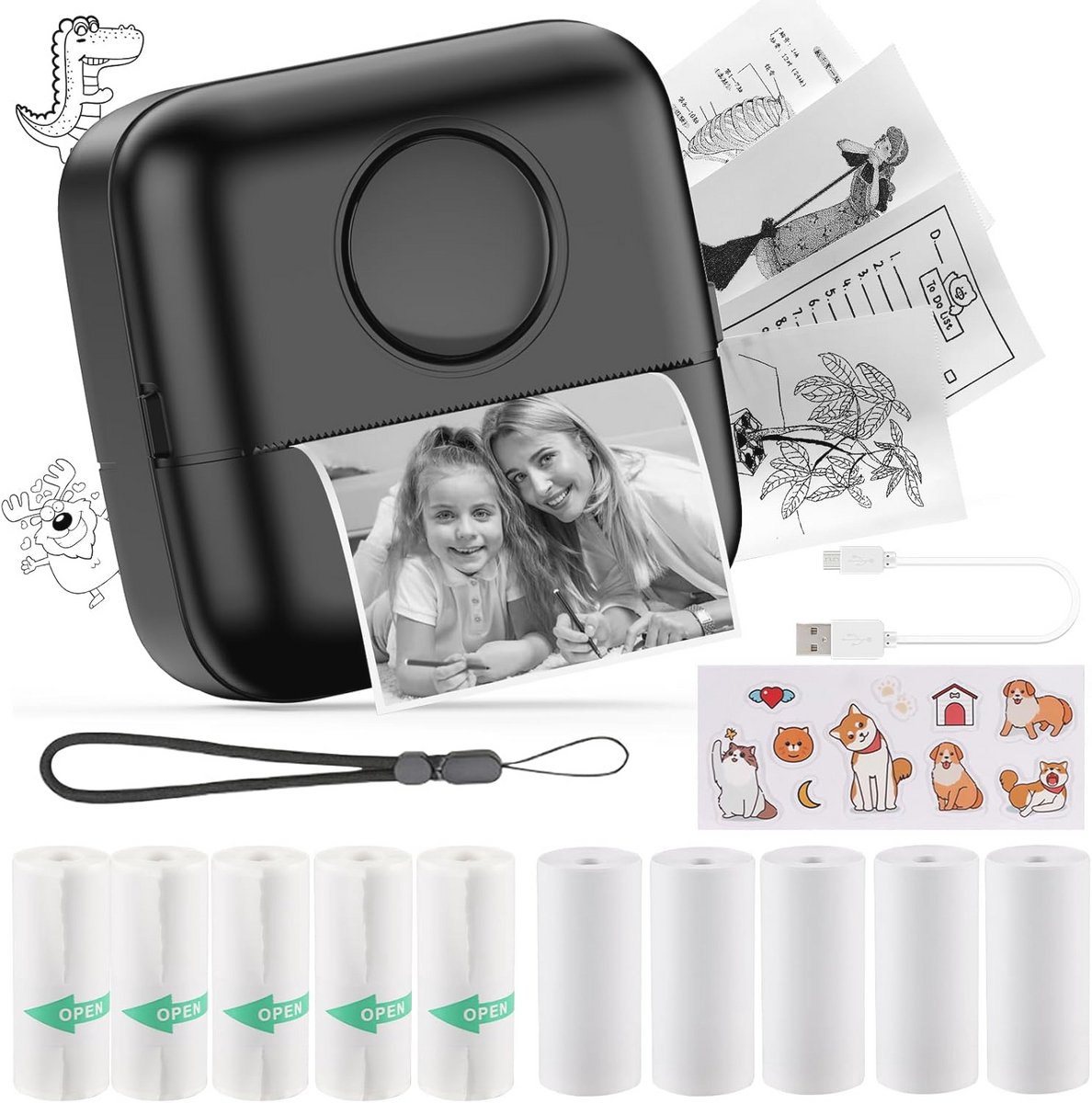 Draagbare Mini Fotoprinter met Thermische Technologie - Inclusief 10 Rollen Papier en Sticker voor Smartphone - Ideaal voor Foto's en Notities