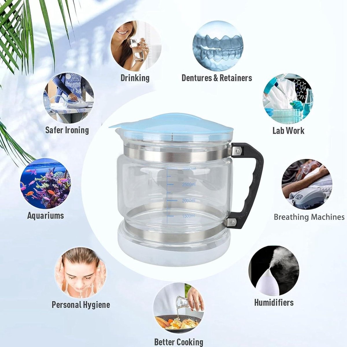 Image of 4L Glazen Distilleerderwatercontainer voor Thuisschoonheidswerkblad