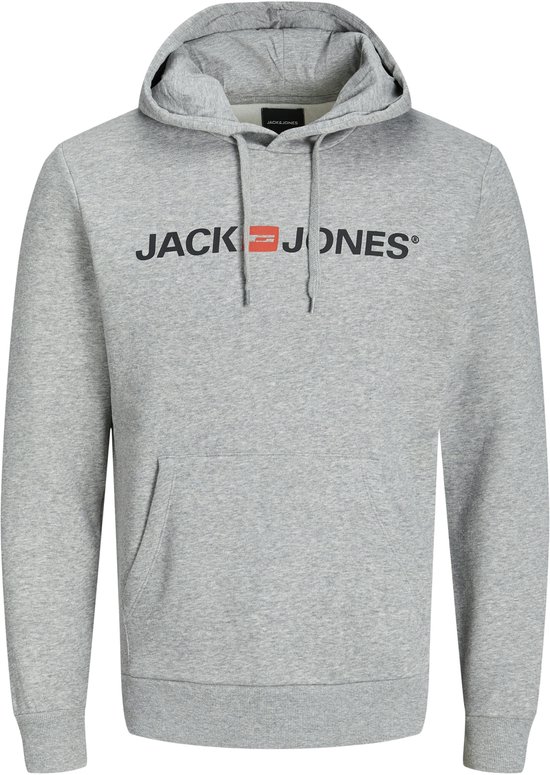 Jack and Jones Hoodie Grijs Avec Logo Et Poche Kangourou Regular Fit - M