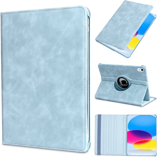 Casemania Hoes Geschikt voor Apple iPad 2025 (A16) & 2022 10e Gen - Aqua Blue - Draaibare Tablet Book Cover