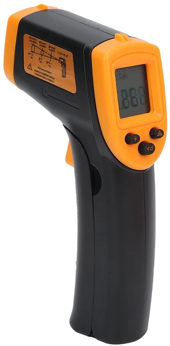 Titel: Contactloze Objectinfraroodthermometer LCD Digitale Temperatuur Ingebouwde Lasermeting (Geel) HW600