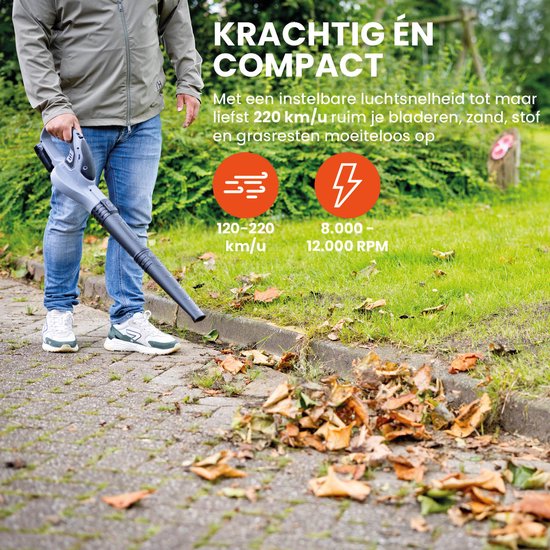 Qlt Accu Bladblazer 12v met Accu en Lader - Lichtgewicht Handbladblazer - Traploze Snelheidsregeling - 120-220 Km/u van QLT — afbeelding 2