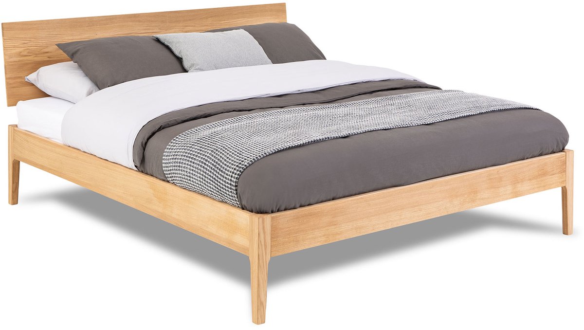 Karlsson Bed Sky met lattenbodems Bossflex 400 en B Bright Gold Coolmax matrassen - 160 x 210 cm - eiken honing