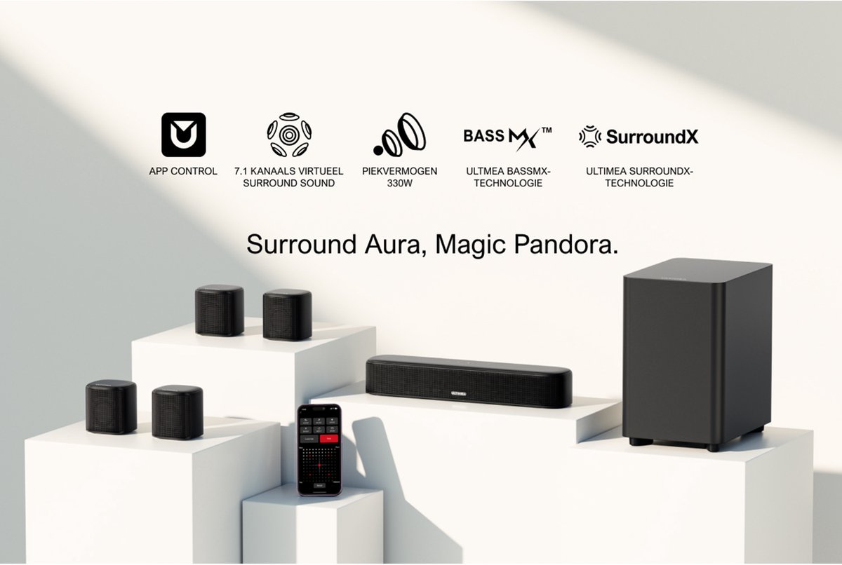 ULTIMEA 7.1-kanaals Surround Soundbar met Subwoofer Zwart - afbeelding 3