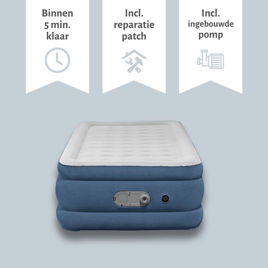 Bestway Alwayszair luchtbed - 1-Persoons - 97 x 191 x 46 cm - Blauw - Inclusief pomp - Kussen en Kussenbeschermer van Bestway — afbeelding 4