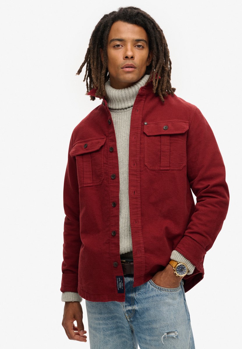Superdry The Merchant Store Overshirt Heren Lange mouwen shirts Rood