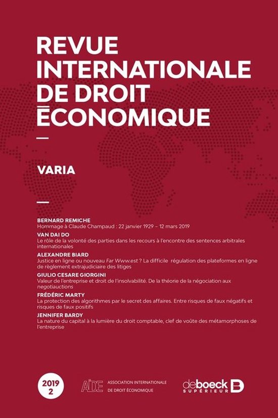 Revue internationale de droit économique - cover