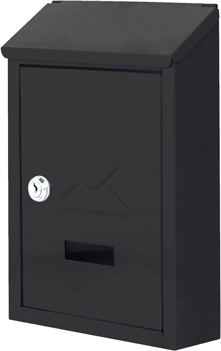 Afsluitbare Weerbestendige Brievenbus met Sleutels - Eenvoudig te Installeren, Compact en Duurzaam, Zwart 21 x 30 x 7 cm